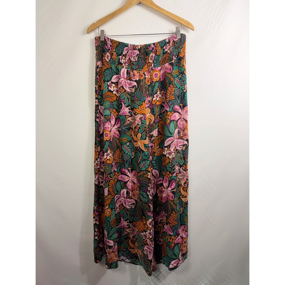 Vince Camuto Pants Womens L Multicolor Floral Tropical Wide Leg Smocked Rayon - Picture 7 of 7